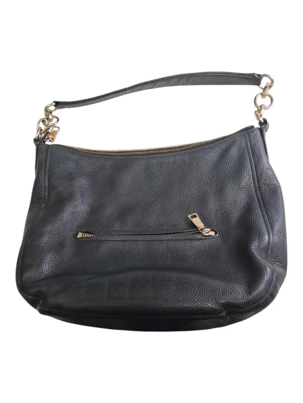 Coach Elle Hobo Purse Black Pebbled Leather Chain F31399 Shoulder Bag